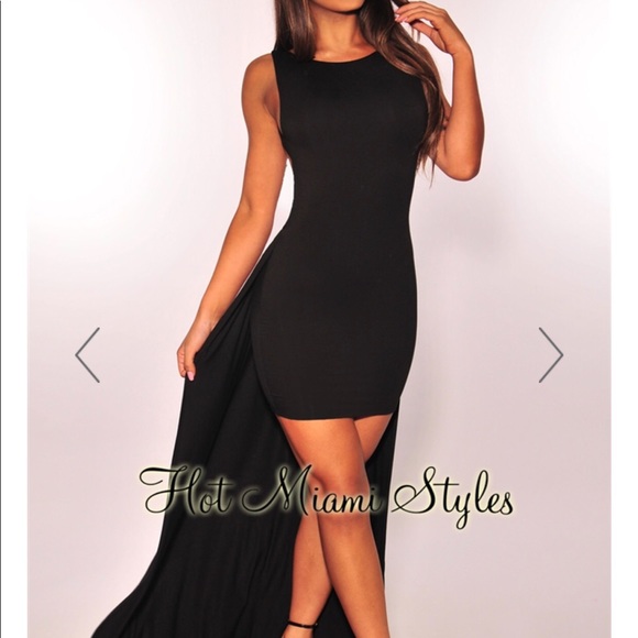 Maxi dress black stretchy material - Picture 4 of 4